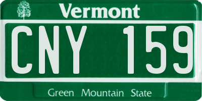 VT license plate CNY159