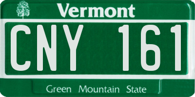 VT license plate CNY161