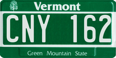 VT license plate CNY162