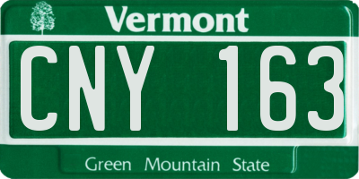 VT license plate CNY163