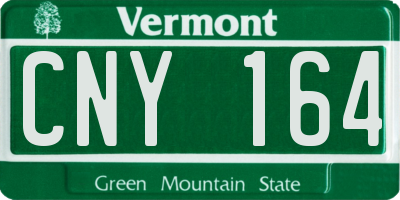 VT license plate CNY164