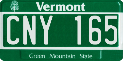 VT license plate CNY165