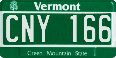 VT license plate CNY166