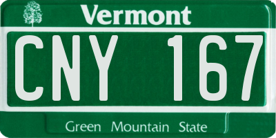 VT license plate CNY167