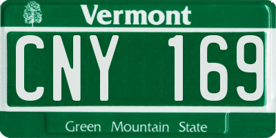 VT license plate CNY169