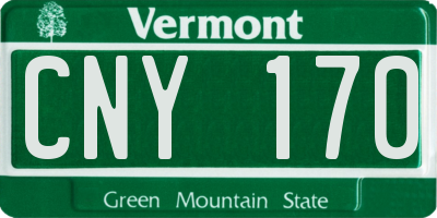 VT license plate CNY170