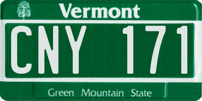VT license plate CNY171