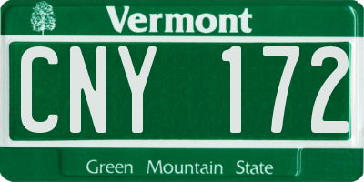 VT license plate CNY172
