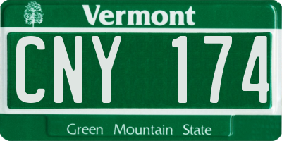 VT license plate CNY174