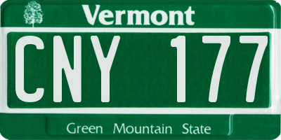 VT license plate CNY177