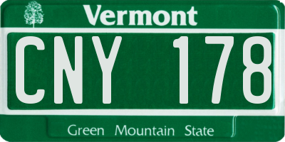 VT license plate CNY178