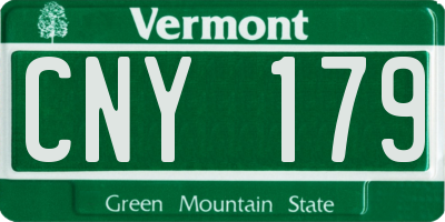 VT license plate CNY179