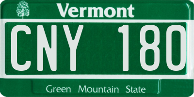 VT license plate CNY180