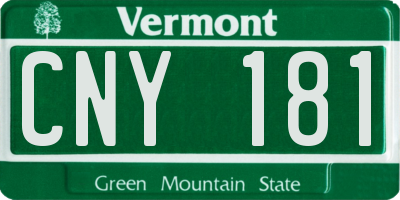 VT license plate CNY181