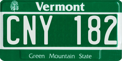 VT license plate CNY182