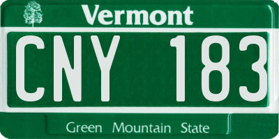 VT license plate CNY183