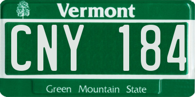 VT license plate CNY184