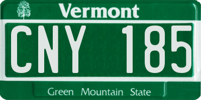 VT license plate CNY185