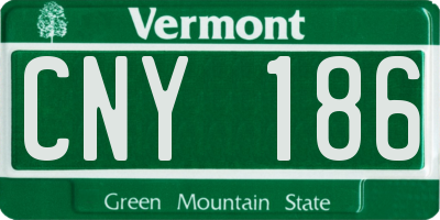 VT license plate CNY186