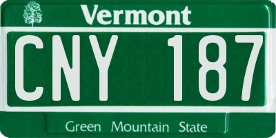 VT license plate CNY187