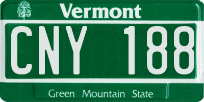 VT license plate CNY188
