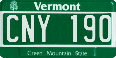 VT license plate CNY190