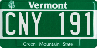 VT license plate CNY191