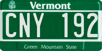 VT license plate CNY192