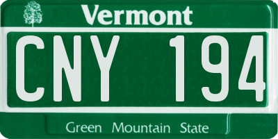VT license plate CNY194