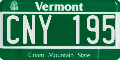 VT license plate CNY195