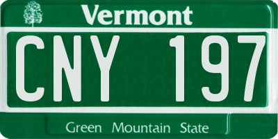 VT license plate CNY197