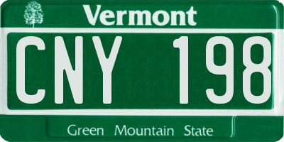 VT license plate CNY198