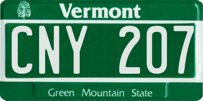 VT license plate CNY207