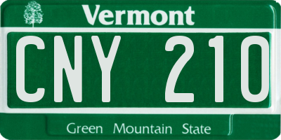 VT license plate CNY210