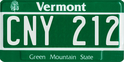 VT license plate CNY212