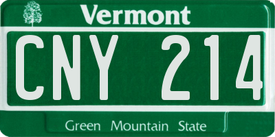 VT license plate CNY214