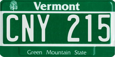 VT license plate CNY215