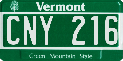 VT license plate CNY216
