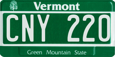 VT license plate CNY220