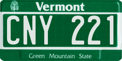 VT license plate CNY221