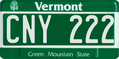 VT license plate CNY222