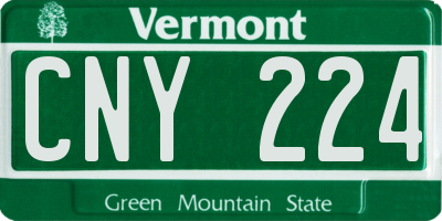VT license plate CNY224