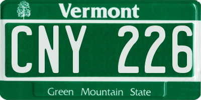 VT license plate CNY226