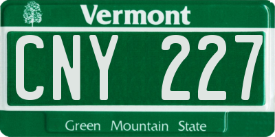 VT license plate CNY227