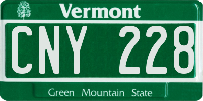 VT license plate CNY228