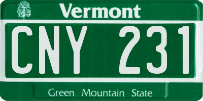 VT license plate CNY231