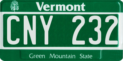 VT license plate CNY232