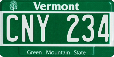 VT license plate CNY234