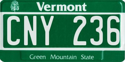 VT license plate CNY236