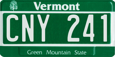 VT license plate CNY241